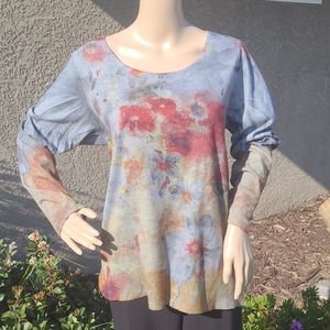 Coldwater Creek Gray Floral Top